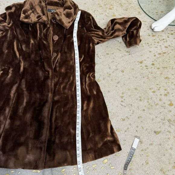 Alfani brown faux fur texture soft mid length lined collared coat jacket MP - Picture 10 of 12